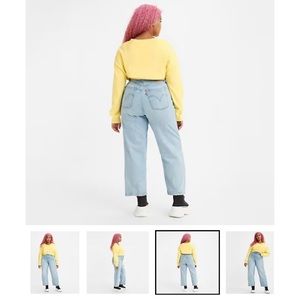 LEVIS Button Fly Ribcage Straight Ankle No Stretch Blue Jeans - Plus Size 22